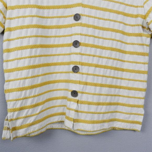 Old Navy Embroidered Striped Button Back Knit Top Size S Yellow Cream Tee - Picture 7 of 10